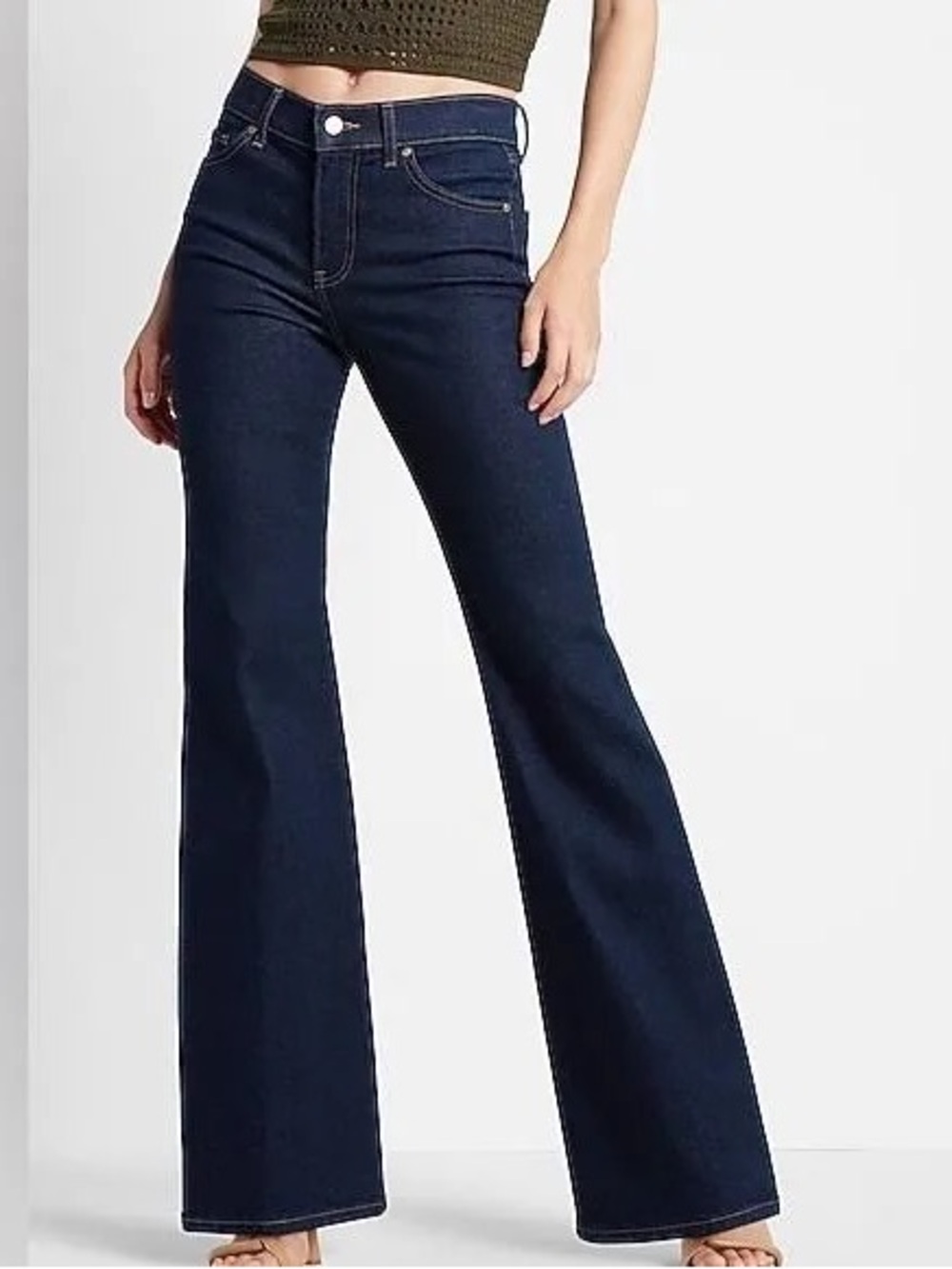 Express Curvy Bootcut Jeans in Deep Navy Blue